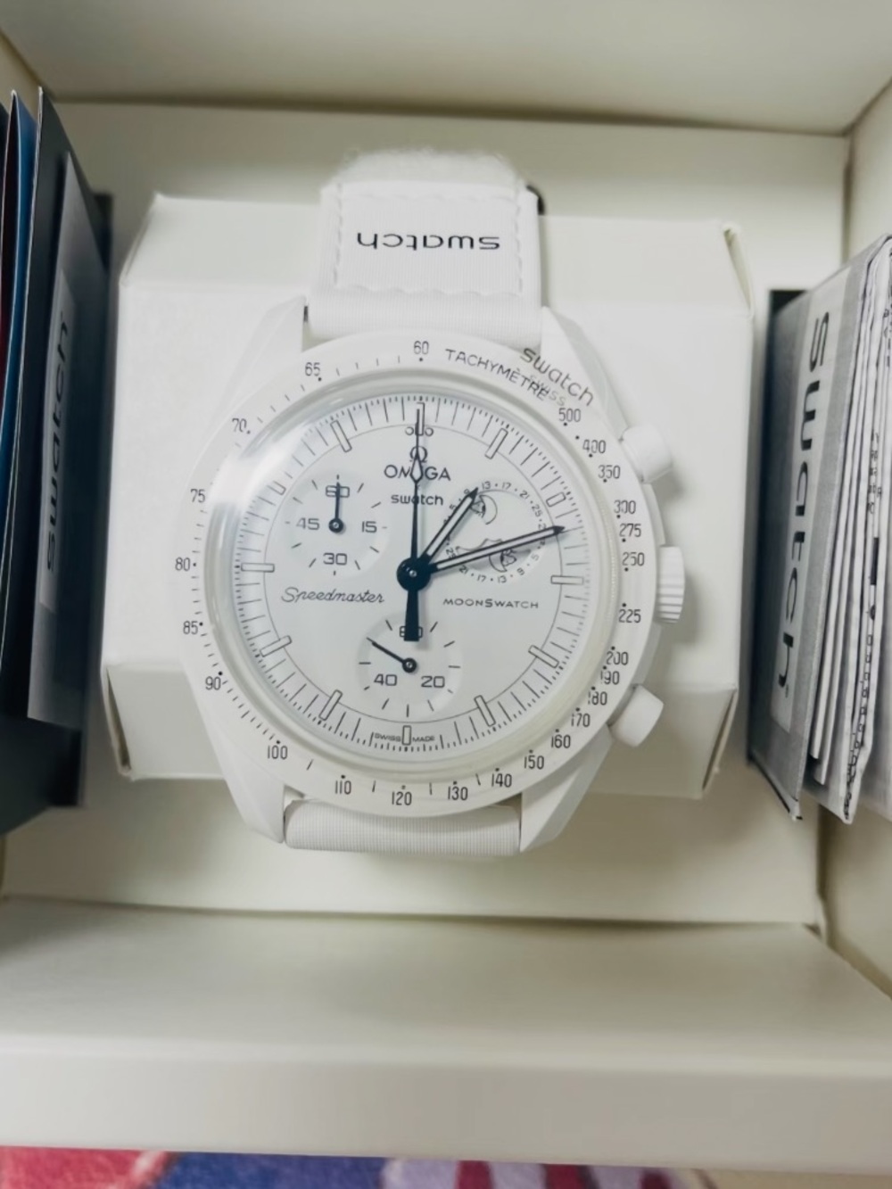 Swatch White Ceramic-Look Chronograph